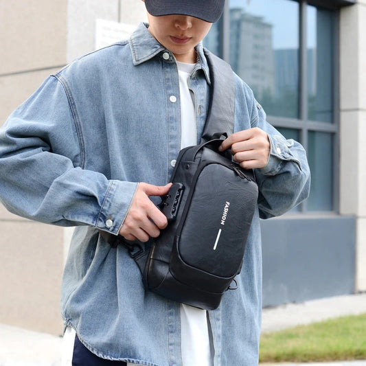 Anti-Theft Crossbody Sling Bag – Waterproof, Unisex, USB Port and Password Lock