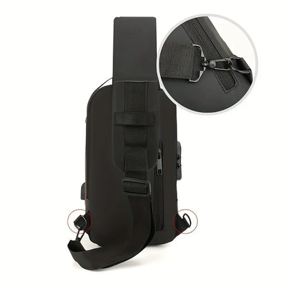 Anti-Theft Crossbody Sling Bag – Waterproof, Unisex, USB Port and Password Lock