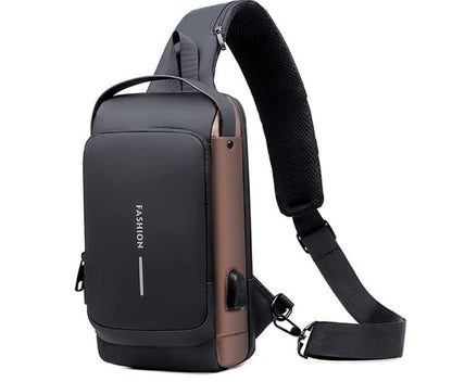 Waterproof Anti-Theft Sling Bag with USB Charging & Lock