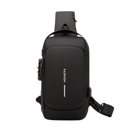 Waterproof Anti-Theft Sling Bag with USB Charging & Lock