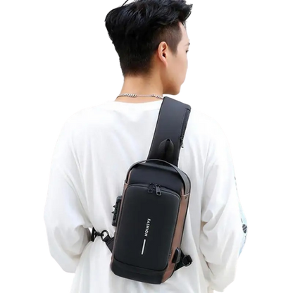 Waterproof Anti-Theft Sling Bag with USB Charging & Lock