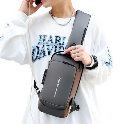 Waterproof Anti-Theft Sling Bag with USB Charging & Lock