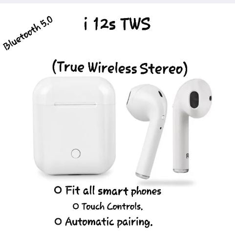 i12 Original Wireless Bluetooth Earbuds with HD Stereo Bass & Power Bank Case