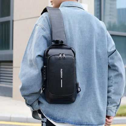 Anti-Theft Crossbody Sling Bag – Waterproof, Unisex, USB Port and Password Lock