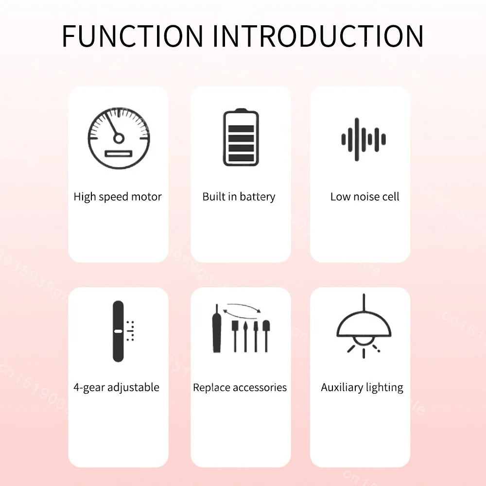 5-in-1 Professional Electric Nail Drill Machine – Acrylic & Pedicure/Manicure Set with LED Light