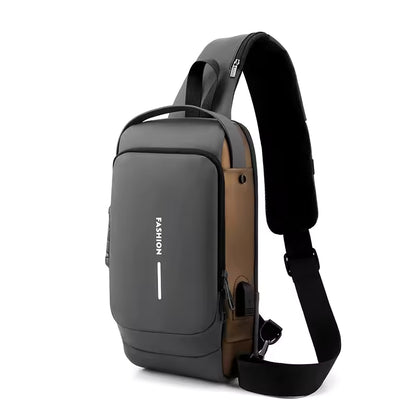Waterproof Anti-Theft Sling Bag with USB Charging & Lock