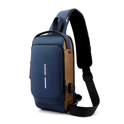 Waterproof Anti-Theft Sling Bag with USB Charging & Lock