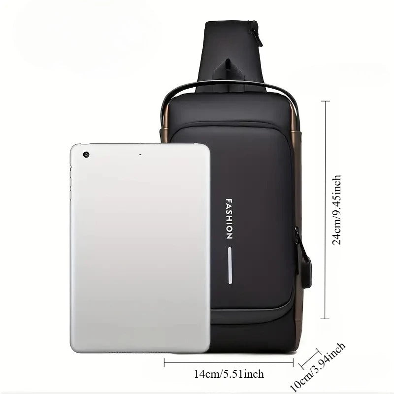 Anti-Theft Crossbody Sling Bag – Waterproof, Unisex, USB Port and Password Lock