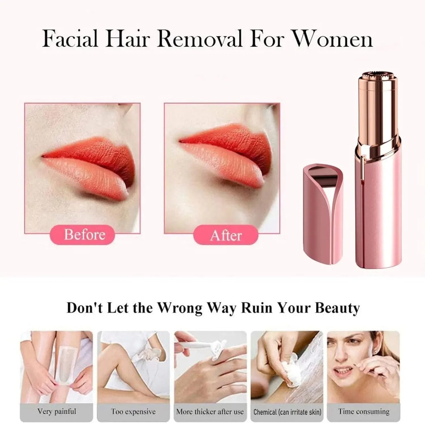 Rechargeable Flawless Facial Hair Removal Machine For Women
